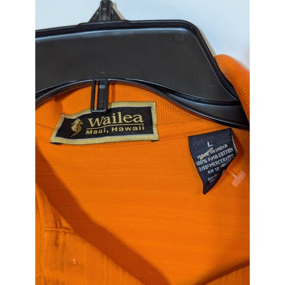 Wailea Maui Hawaii Orange Polo Shirt L 100% Mercerized Cotton Embroidered Logo L - Picture 4 of 5